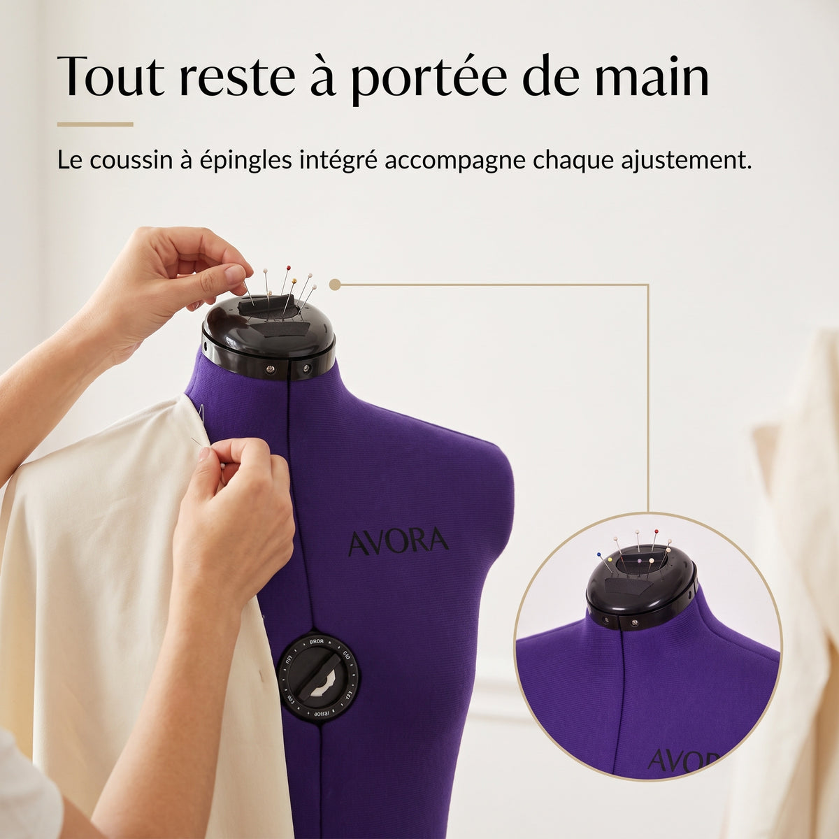 Mannequin de Couture Réglable AVORA Atelier – Tailles M & L avec Arrondisseur de Jupe