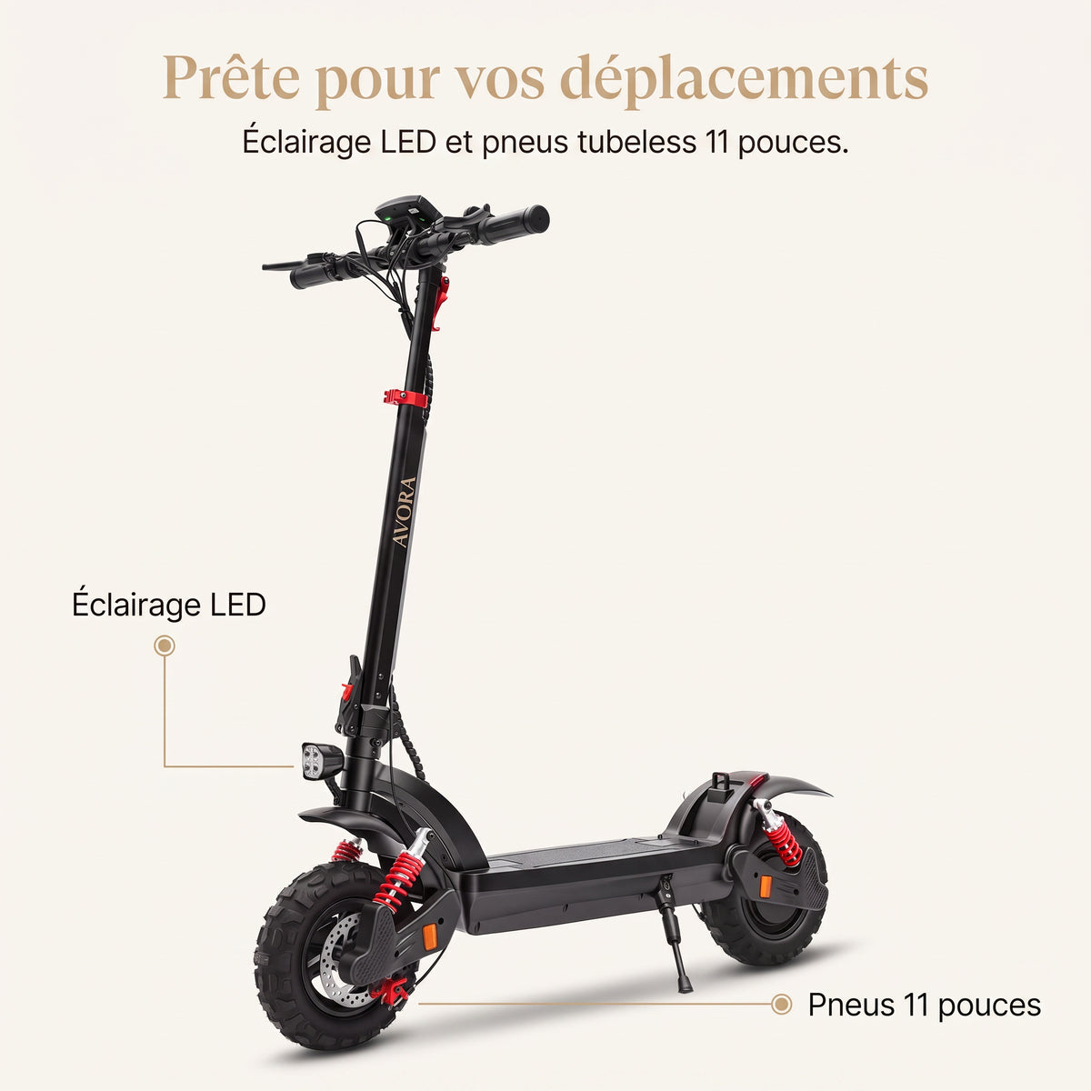AVORA Altis – éclairage LED et pneus tubeless 11 pouces