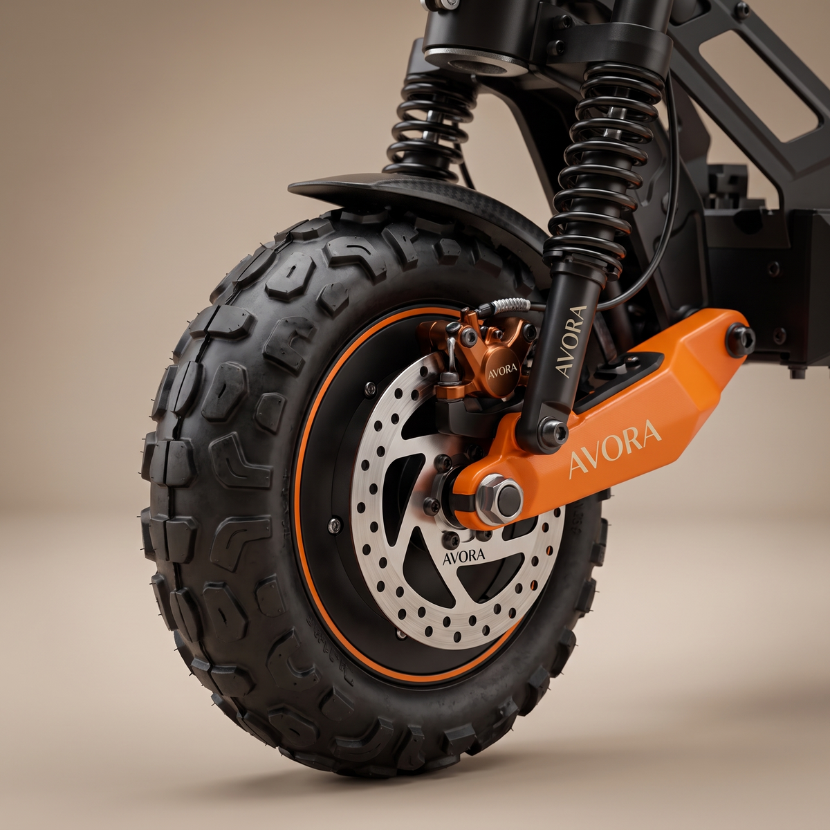 AVORA Altis Duo — détail roue, frein et suspension