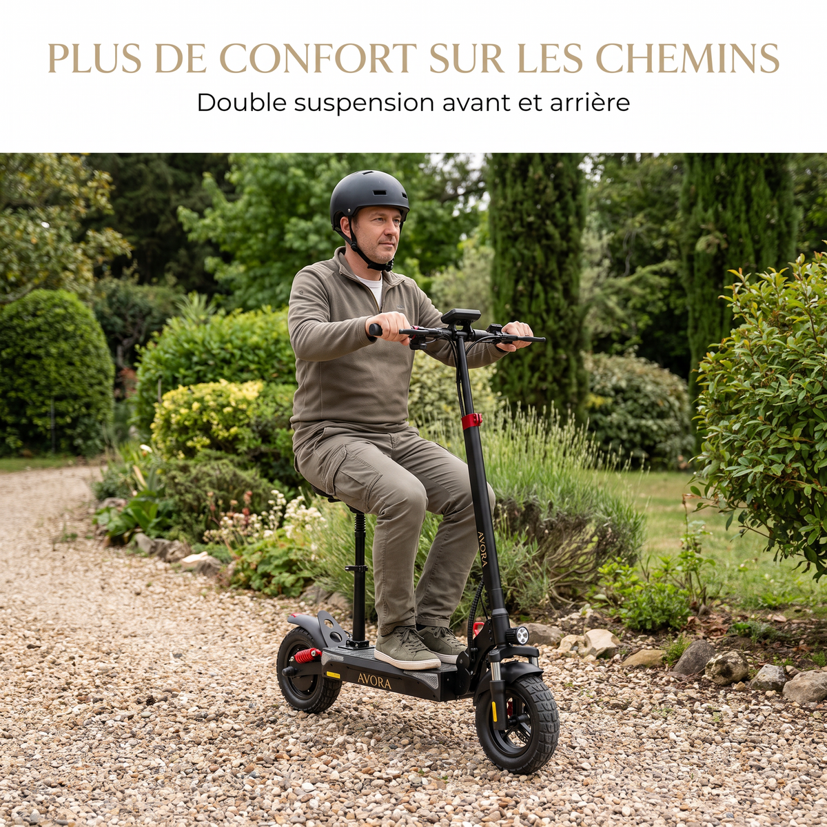 AVORA Terra 800 sur un chemin légèrement irrégulier