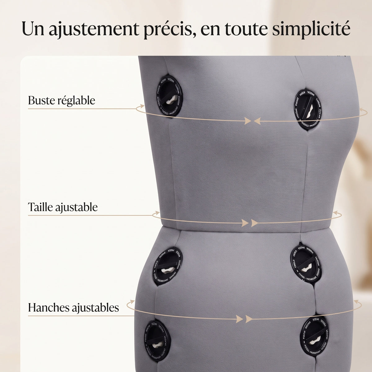 Mannequin de Couture Ajustable AVORA Élégance – Buste, Taille & Hanches Réglables – Hauteur Ajustable