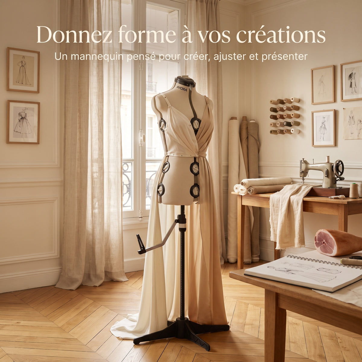 Mannequin de Couture Réglable AVORA Atelier 40 – Taille S 33–40 – Buste, Taille & Hanches Ajustables