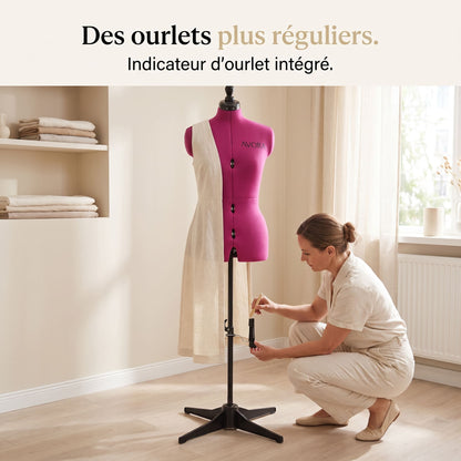 Mannequin de Couture Réglable AVORA Studio 32 – Tailles 32 à 36 – 12 Molettes & Buste Épinglable